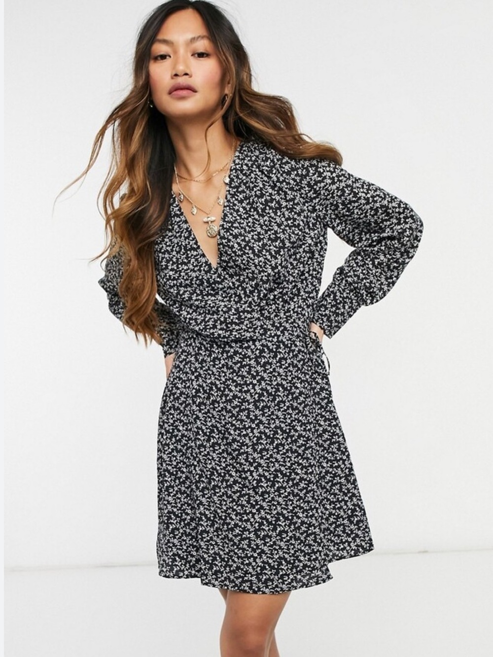 & OTHER STORIES Floral Wrap Mini Dress Sz 6